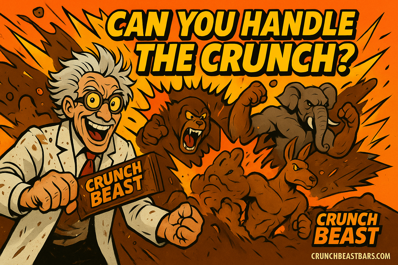Load video: New Crunch Beast Chocolate Bars with collagen and prebiotics.